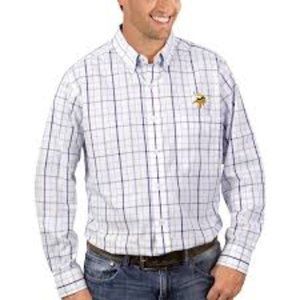 NEW Minnesota Vikings Antigua Keen Long Sleeve Button-Down Shirt Small